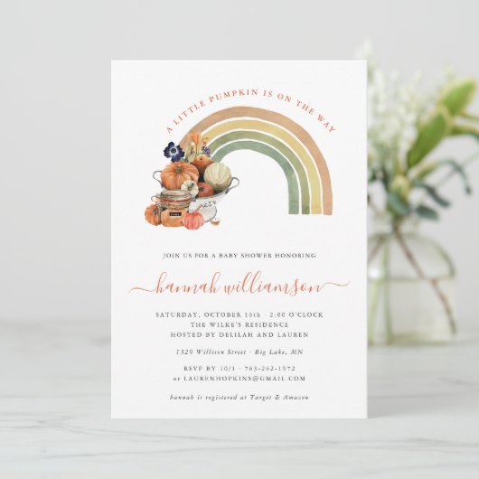 Kleine pompoen onderweg | Autumn Rainbow Kaart (Staand voorkant)