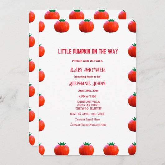 Kleine pompoen onderweg Baby shower Herfst Herfst Kaart (Voorkant / Achterkant)