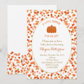 Kleine pompoen onderweg! uitnodiging tot baby show (Voorkant / Achterkant)