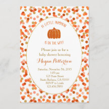 Kleine pompoen onderweg! uitnodiging tot baby show