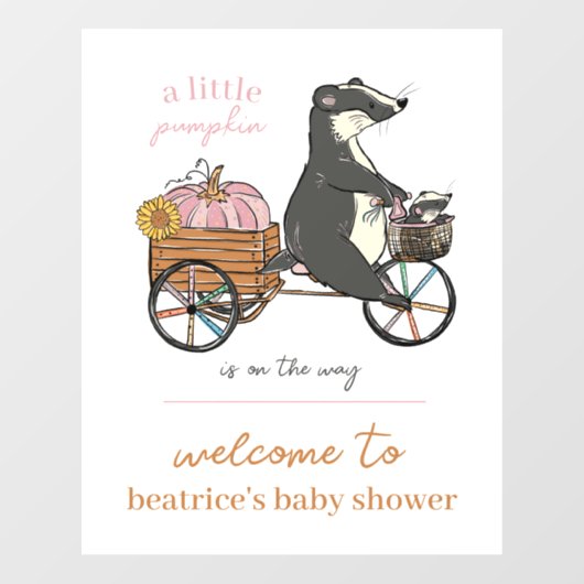 Kleine pompoen op de manier meisje Baby shower wel Raamsticker (Vel)