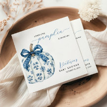 Kleine pompoen op de Way Boy Baby shower Blue Bow