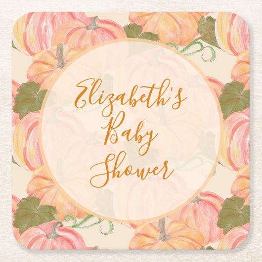 Kleine pompoen op de weg Baby shower aangepaste na Kartonnen Onderzetters (Voorkant)