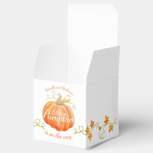 Kleine pompoen op de weg baby shower bedankdoosjes (Geopend)