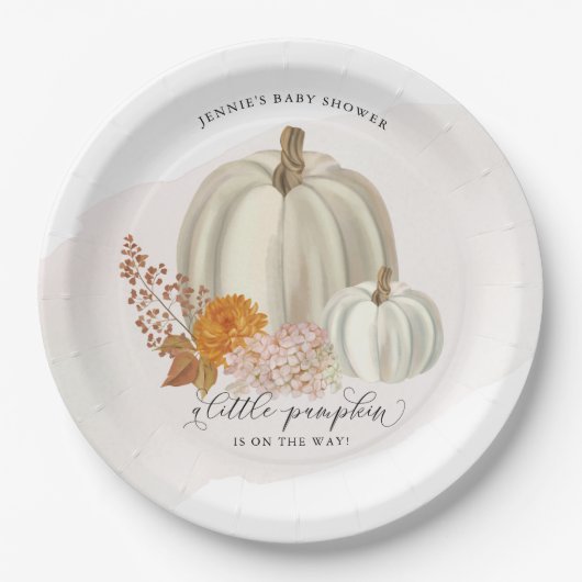 Kleine pompoen op de weg Baby shower Gepersonalise Papieren Bordje (Voorkant)
