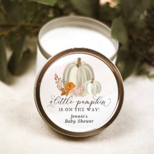 Kleine pompoen op de weg Baby shower Gepersonalise Ronde Sticker