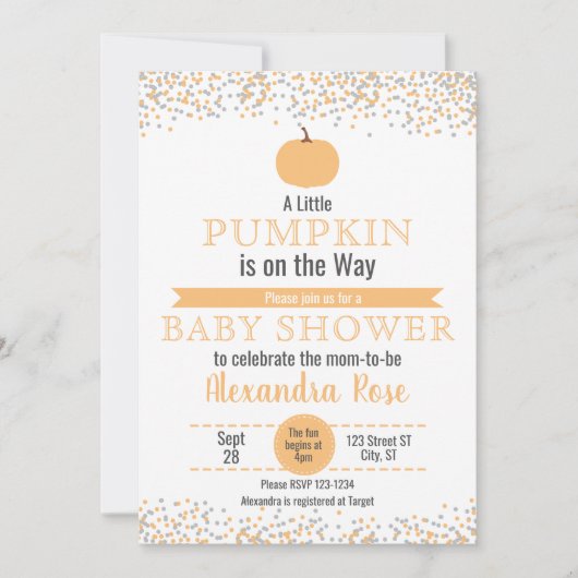 Kleine pompoen op de weg Baby shower Kaart (Voorkant)