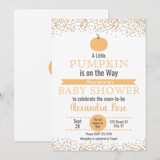 Kleine pompoen op de weg Baby shower Kaart (Voorkant / Achterkant)