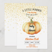 Kleine pompoen op de weg Baby shower Waterverf Kaart (Voorkant / Achterkant)