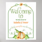Kleine Pompoen op de Weg Baby shower Welkomstbord Poster (Voorkant)