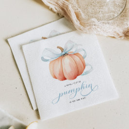 Kleine pompoen op de weg Blue Bow Baby shower Servet