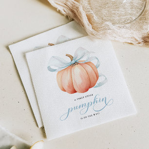 Kleine pompoen op de weg Blue Bow Baby shower Servet