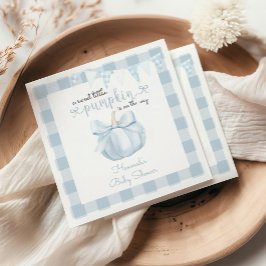 Kleine pompoen op de weg Blue Bow Baby shower Servet