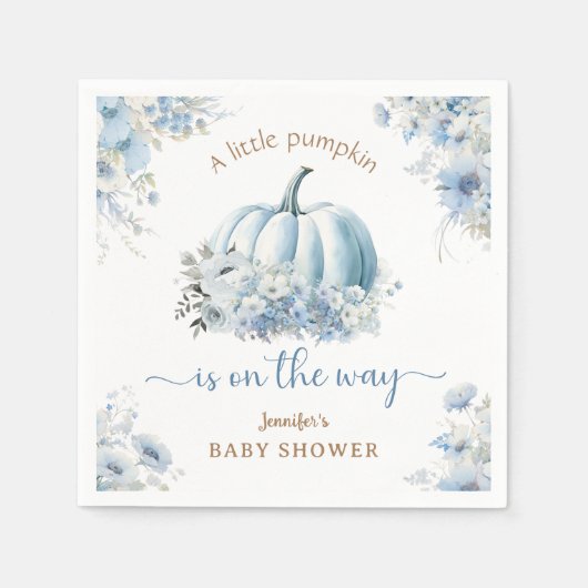 Kleine pompoen op de weg Blue Boy Baby shower Servet (Voorkant)