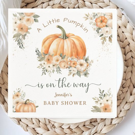 Kleine pompoen op de weg Boho Herfst Baby shower Servet