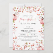 Kleine pompoen op de weg Elegant Roze Baby shower Kaart (Voorkant)