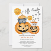 Kleine pompoen op de weg Halloween Baby shower Kaart (Voorkant)