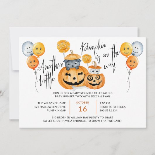 Kleine pompoen op de weg Halloween Baby Sprinkle Kaart (Voorkant)