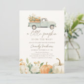 Kleine pompoen op de weg Herfst Baby shower Kaart (Staand voorkant)