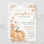 Kleine pompoen op de weg Herfst Baby shower Kaart (Voorkant)