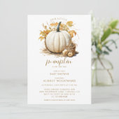 Kleine pompoen op de weg Herfst Baby shower Kaart (Staand voorkant)