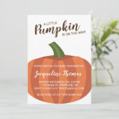 Kleine pompoen op de weg Herfst Baby shower Kaart (Staand voorkant)