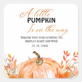 Kleine pompoen op de weg Herfst Baby shower Label (Voorkant)