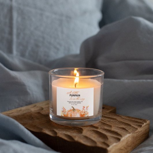 Kleine pompoen op de weg Herfst Baby shower Label