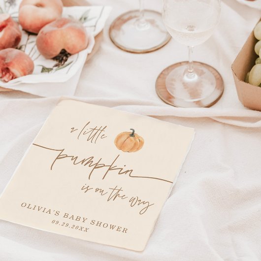 Kleine pompoen op de weg Herfst Baby shower Servet