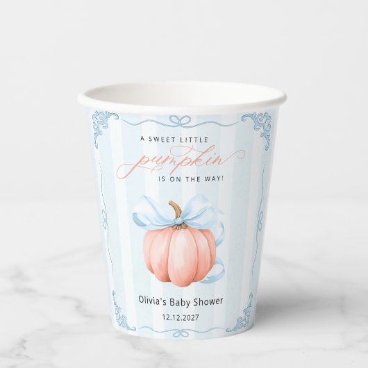 Kleine pompoen op de weg jongen Baby shower Papieren Bekers (Voorkant)