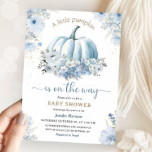 Kleine pompoen op de weg jongen Herfst Baby shower