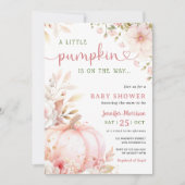 Kleine pompoen op de weg meisje Herfst Baby shower Kaart (Voorkant)