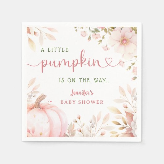 Kleine pompoen op de weg meisje Herfst Baby shower Servet (Voorkant)