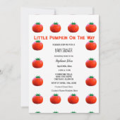 Kleine pompoen op de weg QR-code Baby shower Kaart (Voorkant)