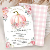 Kleine pompoen op de weg roze Herfst Baby shower Kaart