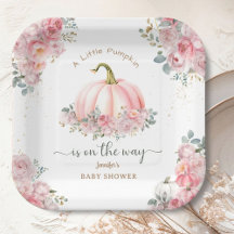 Kleine pompoen op de weg roze Herfst Baby shower