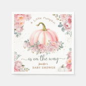 Kleine pompoen op de weg roze Herfst Baby shower Servet (Voorkant)