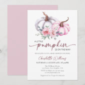 Kleine pompoen op de weg roze meisje Baby shower Kaart (Voorkant / Achterkant)