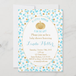 Kleine pompoen op de weg uitnodiging Blauw Goud