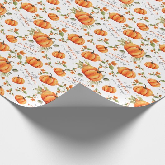 Kleine pompoen op de weg Waterverf Baby shower Cadeaupapier (Hoek)