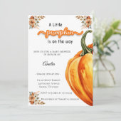 Kleine pompoen op de weg Waterverf Baby shower Kaart (Staand voorkant)