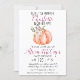 Kleine pompoen op haar manier Roze Floral Baby sho Kaart