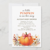 Kleine pompoen op haar weg herfst Baby shower Kaart (Voorkant)