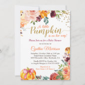 Kleine pompoen op haar weg Herfst Floral Baby show Kaart (Voorkant)