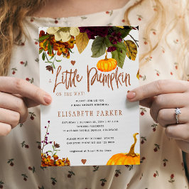 Kleine pompoen op komst babyshower in de herfst kaart