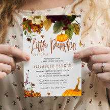 Kleine pompoen op komst babyshower in de herfst