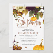 Kleine pompoen op komst babyshower in de herfst kaart (Voorkant)