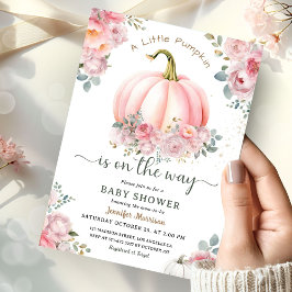 Kleine Pompoen Op Weg Baby Borrel Roze Meisje Kaart