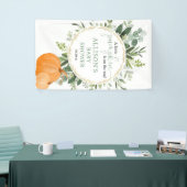 Kleine pompoen op weg herfst baby shower achtergro spandoek (Beurs)