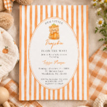 Kleine Pompoen Op Weg Herfst Beer Baby Shower